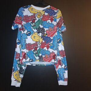 NBA Kids All-Over Team Logo Long Sleeve Top in White, Red, Blue, Yellow, Green